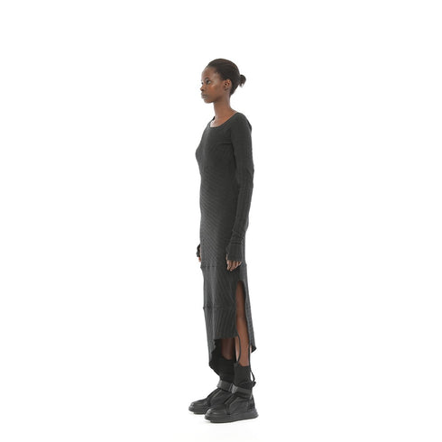 Side Slit Draped Neck Knit Women's Dress