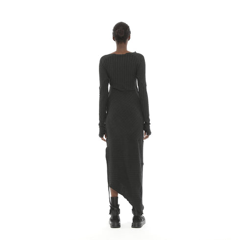 Side Slit Draped Neck Knit Women's Dress