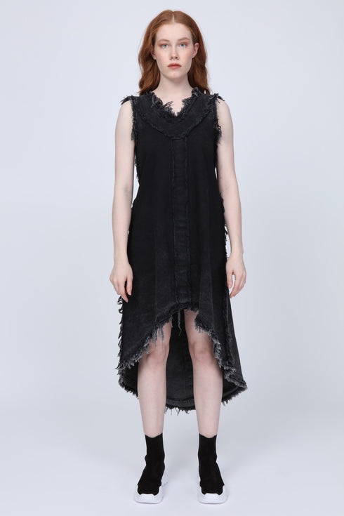 V Neck Raw Seam Slouchy Women's Tunic