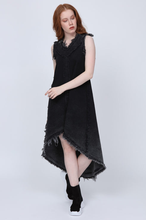 V Neck Raw Seam Slouchy Women's Tunic