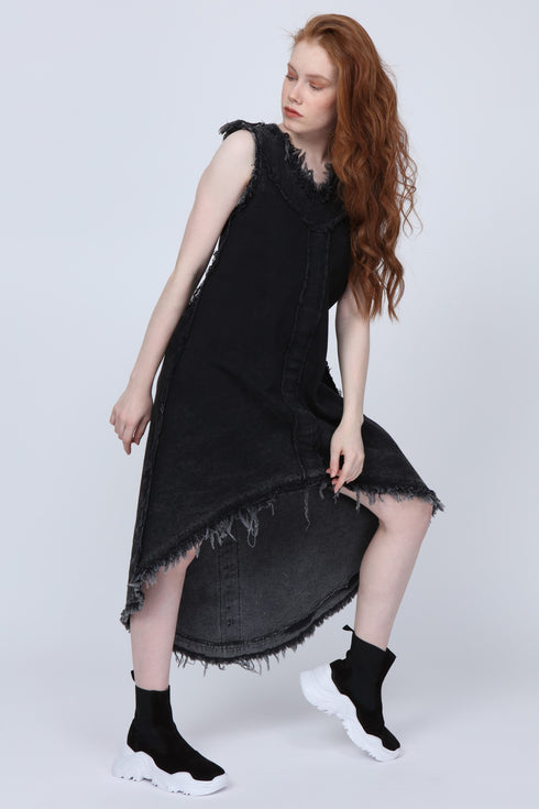 V Neck Raw Seam Slouchy Women's Tunic