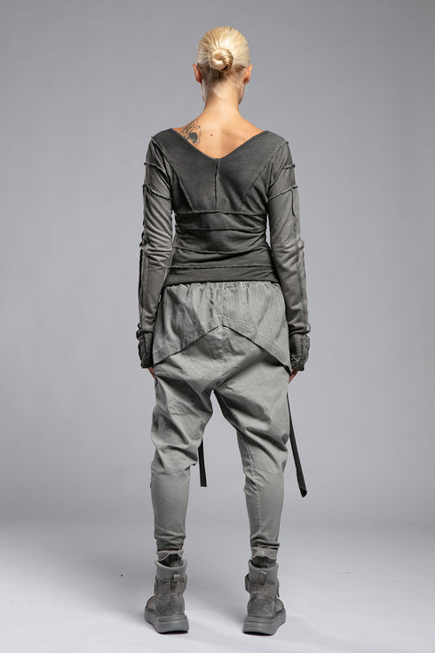 Junus Coban Women's Asymmetric Cut Sweatshirt in anthracite back view