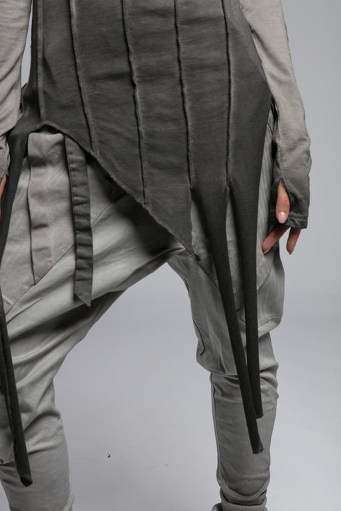 Junus Coban Women's Asymmetric Cut Sweatshirt in anthracite hem detail view