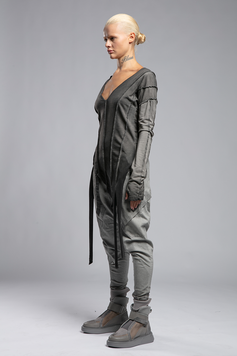Junus Coban Women's Asymmetric Cut Sweatshirt in anthracite side view