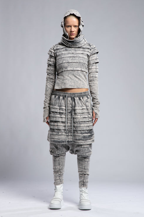 Junus Coban Women's Ribbed Sweatshirt in acid grey front view