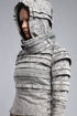 Junus Coban Women's Ribbed Sweatshirt in acid grey hood and neck detail