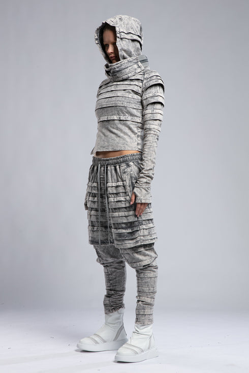 Junus Coban Women's Ribbed Sweatshirt in acid grey side view