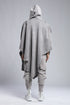Junus Coban Women's Scarf Cardigan in Acid Grey back view with oversized hood and cape-like drape