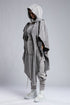 Junus Coban Women's Scarf Cardigan in Acid Grey side view showing layered drape and raw-edge finish
