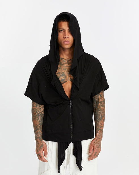 Junus Coban Zip-Front Side-Pocket Cardigan Black
