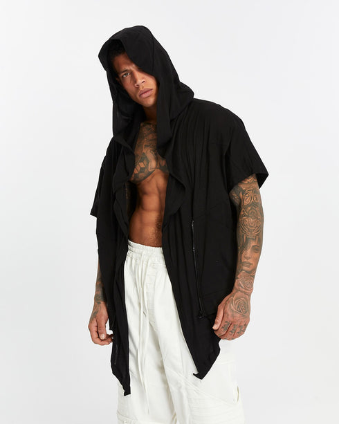 Junus Coban Zip-Front Side-Pocket Cardigan Black