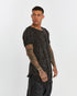 Men's Raw Seam T-shirt in Acid Black angled view with raw seam lines