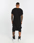 Men's Raw Seam T-shirt in Black back view with raw seam construction