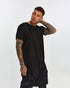 Men's Raw Seam T-shirt in Black close view with clean structured finish