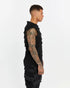 Men's Short Sleeve T-shirt in Stone Black profile view with architectural panel structure