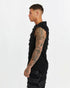 Men's Short Sleeve T-shirt in Stone Black side view with structured silhouette