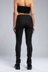 Women's Wide Ribbed Leggings in Black back view with fitted leg and ribbed panel detailing