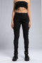 Women's Wide Ribbed Leggings in Black front view with wide ribbed waistband and fitted silhouette