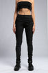 Women's Wide Ribbed Leggings in Black front view with wide ribbed waistband and fitted silhouette