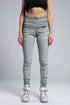 Women's Wide Ribbed Leggings in Grey front view with wide ribbed waistband and fitted silhouette