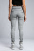 Women's Wide Ribbed Leggings in Grey angled side view with sculpted fit