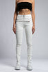 Women's Wide Ribbed Leggings in White front view with wide ribbed waistband and fitted silhouette