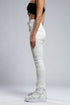 Women's Wide Ribbed Leggings in White angled side view with sculpted fit